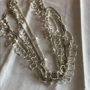 Multi strand imitation silver necklace